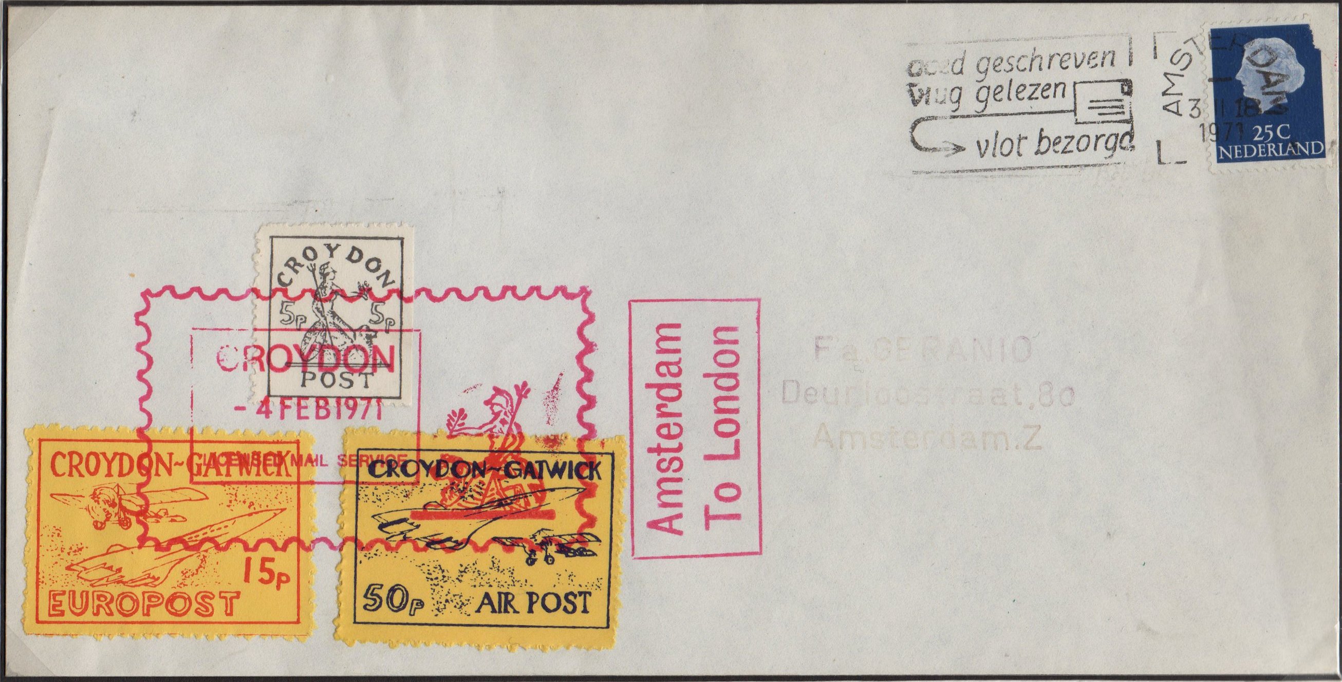 Croydon Gatwick Strike Post Stamps 1971 Concorde and Britannia cancel February 4th 1971